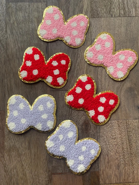 Minnie Mouse Red Pink Purple Bow Chenille Patch Disney Iron | Etsy | Etsy (US)