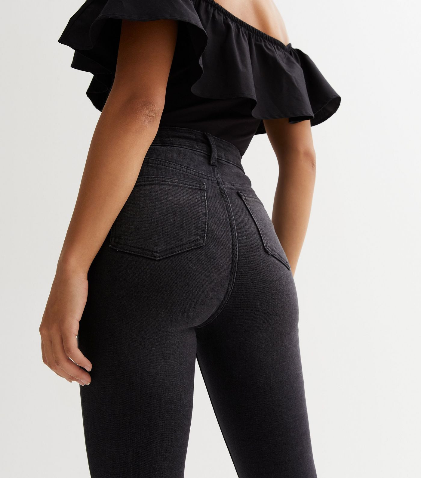 Black Ripped High Waist Hallie Super Skinny Jeans | New Look | New Look (UK)