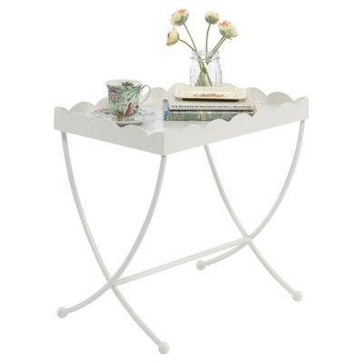 Eden Rue Side Table with Scalloped Design Tray - Cream - Sauder | Target