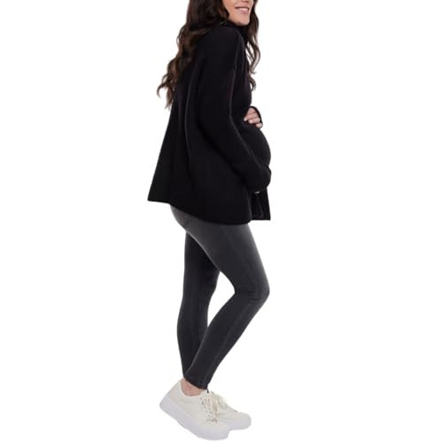 Motherhood Maternity Women's Long Sleeve Mock Turtleneck Pregnancy Knit Sweater, Black | Amazon (US)