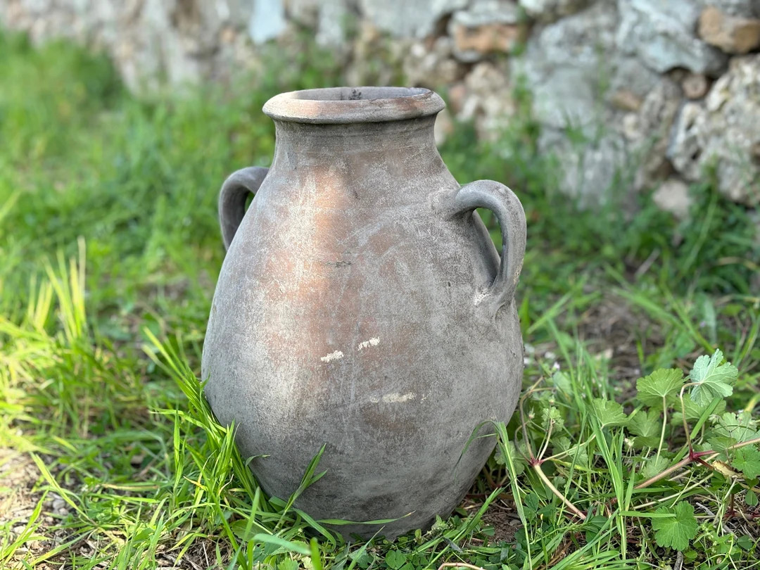 Vintage Decor Turkish Large Old Clay Vase, Olive Oil Jur, Turkish Pottery Aged and Antiqued Clay ... | Etsy (US)