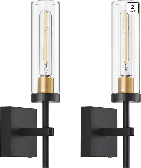 Wireless Wall Sconces with Remote Control, Battery Operated Wall Sconce Set of 2, Black & Gold Rechargeable Dimmable Wall Light for Bedroom Living room Bathroom Hallway Entryway Stairwell, 3000K | Amazon (US)