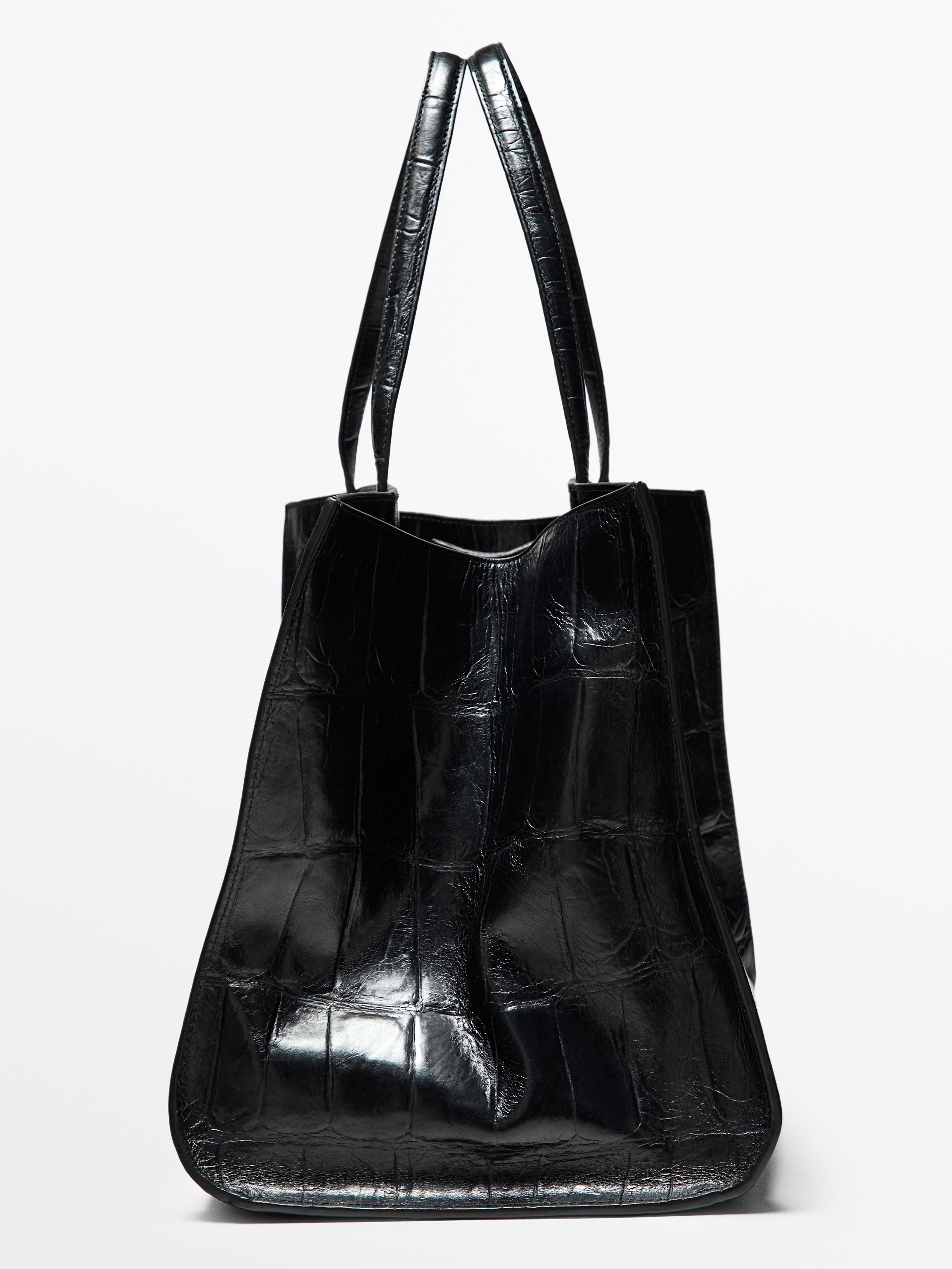 Nappa leather maxi icon bag | Massimo Dutti UK