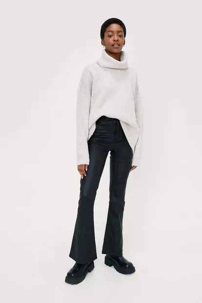20% Recycled Content Coated Denim Flare | NastyGal (UK, IE)
