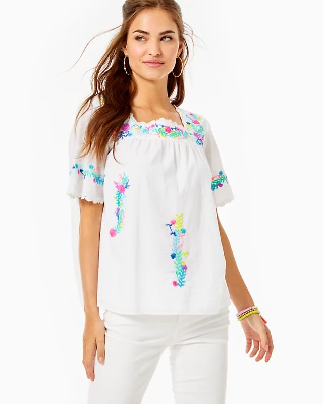Tamryn Embroidered Square Neck Top | Lilly Pulitzer