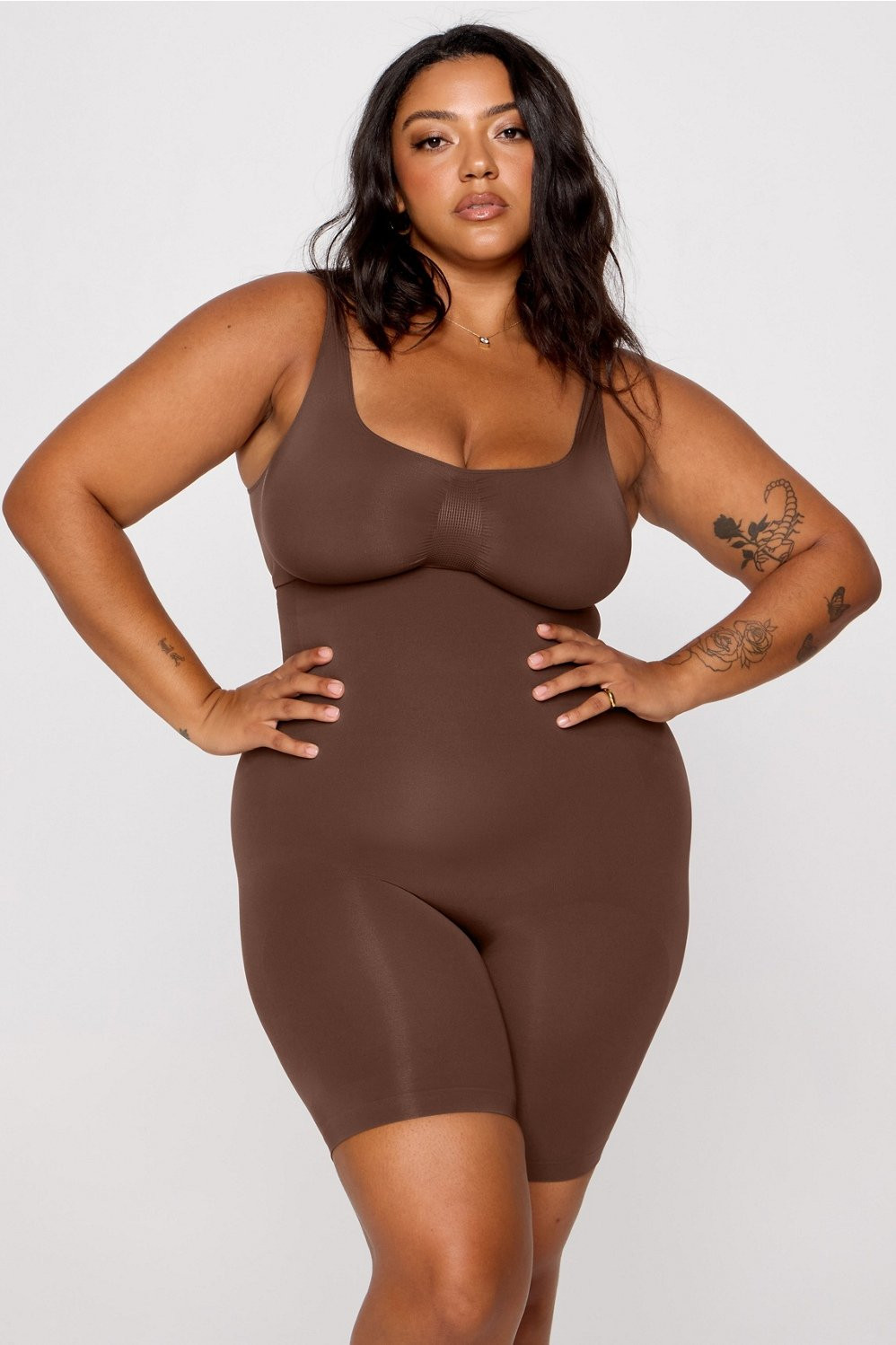 Nearly Naked Shapewear Mid Thigh Bodysuit | Fabletics