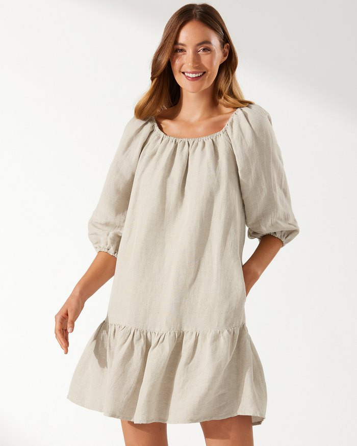 St. Lucia Linen-Blend Off-the-Shoulder Tiered Dress | Tommy Bahama