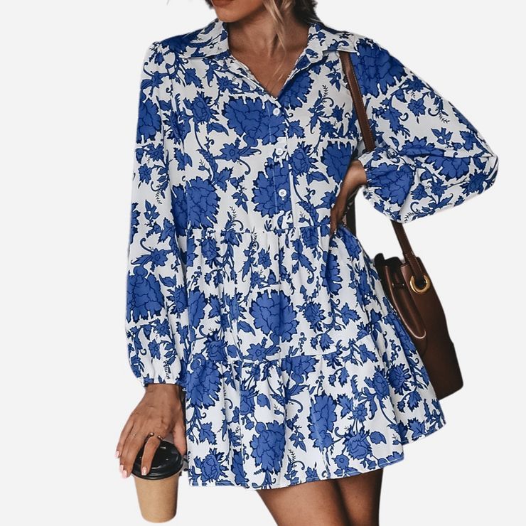 Women's Floral Long Sleeve Flounce Dress - Cupshe | Target