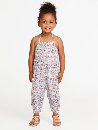 Old Navy Baby Floral-Print Halter Jumpsuit For Toddler Girls Creme De La Creme Size 12-18 M | Old Navy US