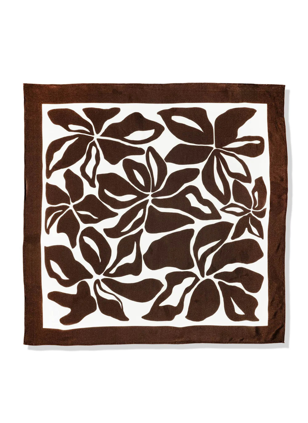 Brown Satin Fern Print Square Scarf | Mint Velvet
