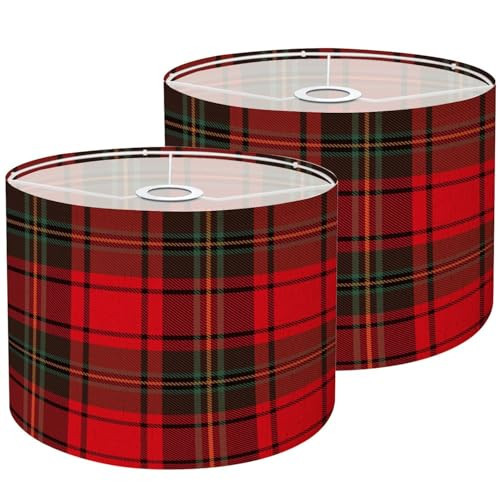 Lamp Shades Black Green Red White Tartan Plaid Seamless Flannel Shirt Tartan Lampshades set of 2 Light Shade for Table Lamps Pendant Light Floor Lamps Drum Lamp Shades Lampshade Replacement | Amazon (US)