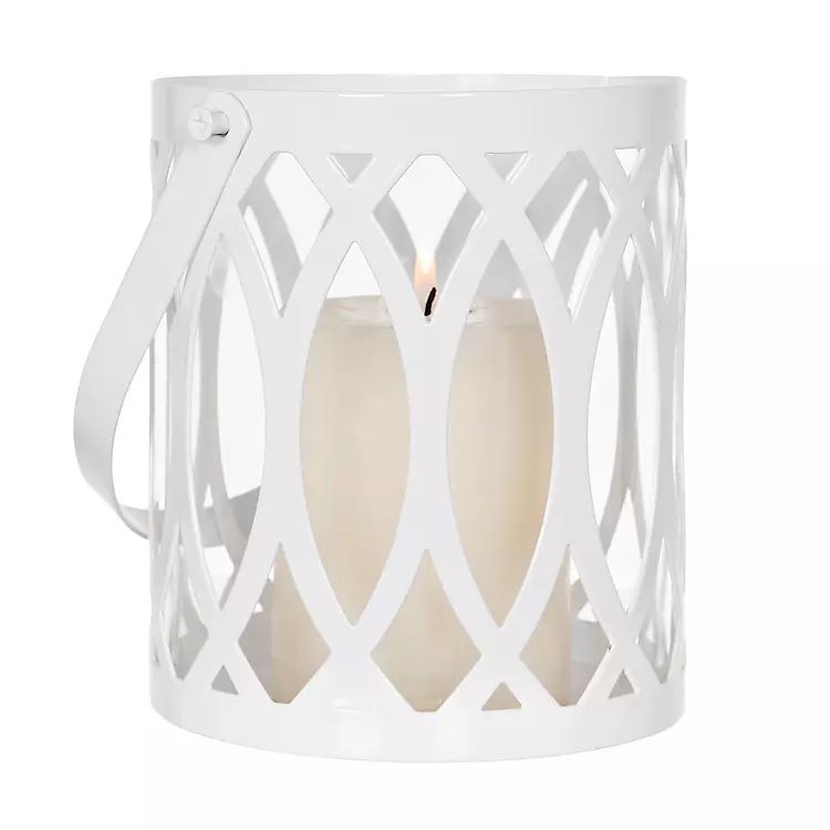 White Metal Eyelet Lantern, 6 in. | Kirkland's Home