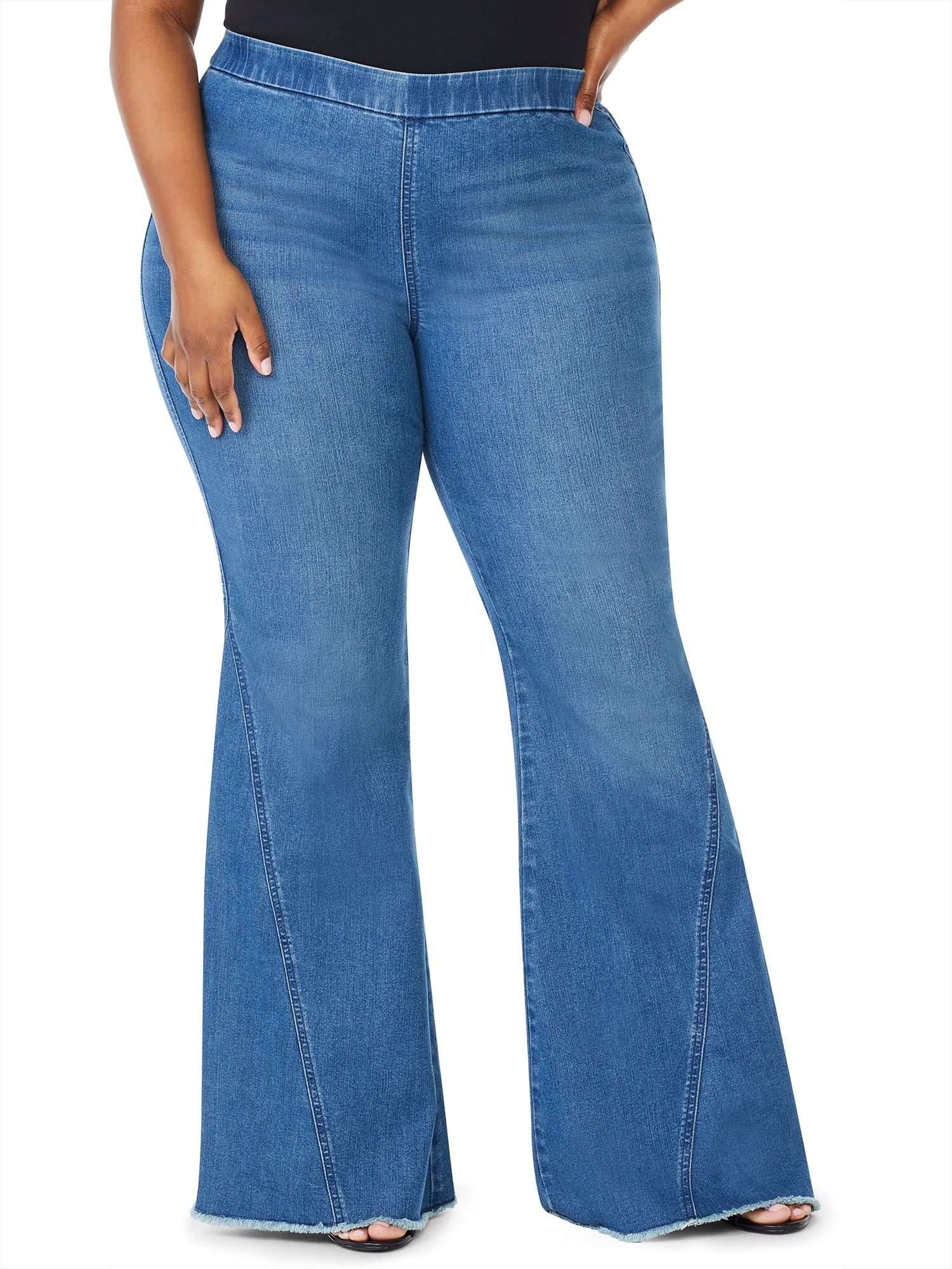 Sofia Jeans by Sofia Vergara Plus Size Melisa High-Rise Super Flare Pull-On Jeans | Walmart (US)