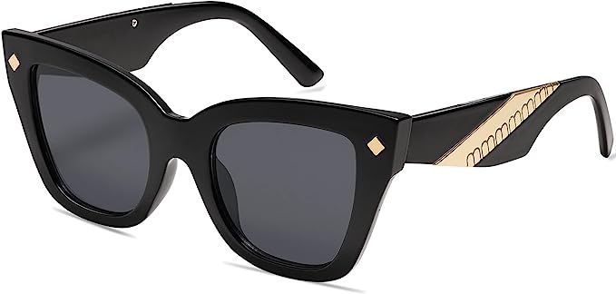 AMOMOMA Retro Cat Eye Thick Sunglasses for Women Vintage Designer Chunky Shades UV 400 Protection... | Amazon (US)