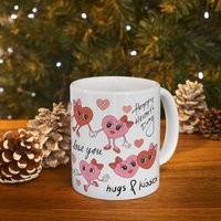 Valentines Day Mug, Retro Valentine Heart Trendy Gift For Valentine, Coffee Mug | Etsy (US)