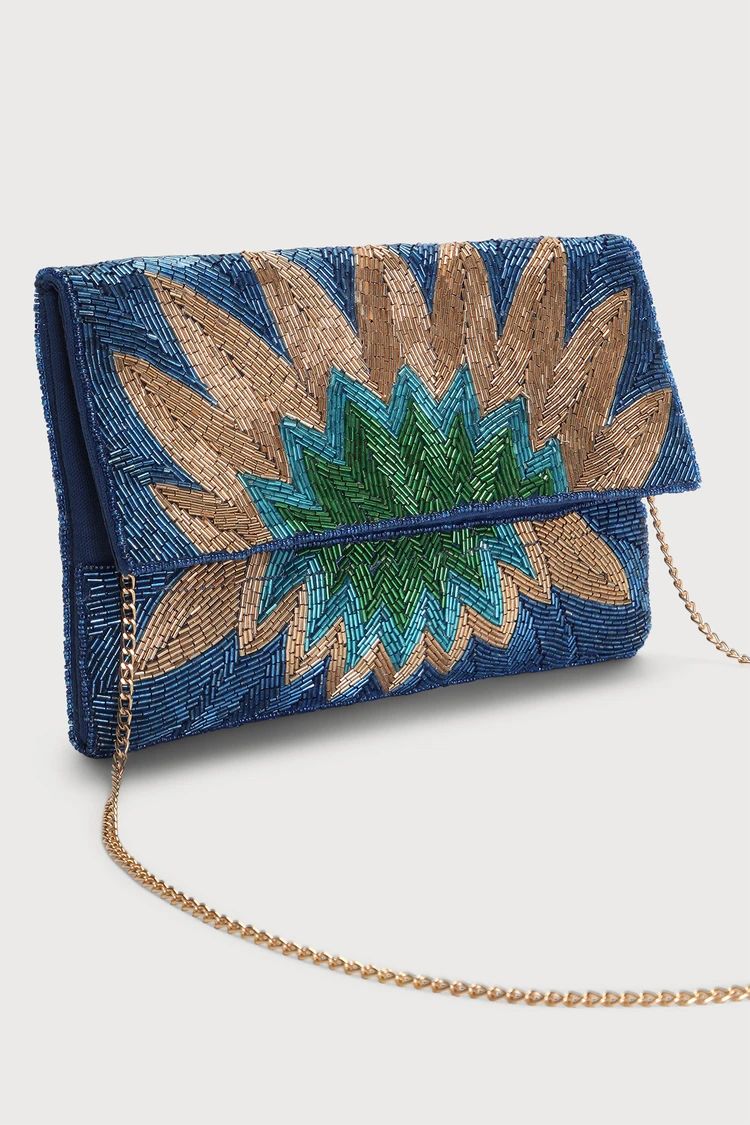 Soiree Starlet Blue Abstract Beaded Clutch | Lulus (US)