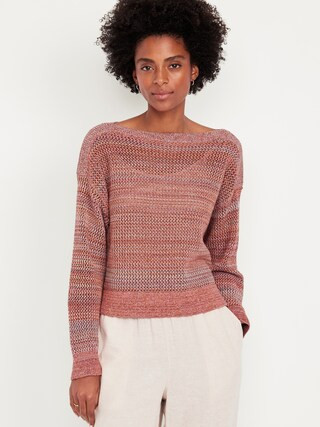 Boat-Neck Open-Stitch Sweater | Old Navy (US)