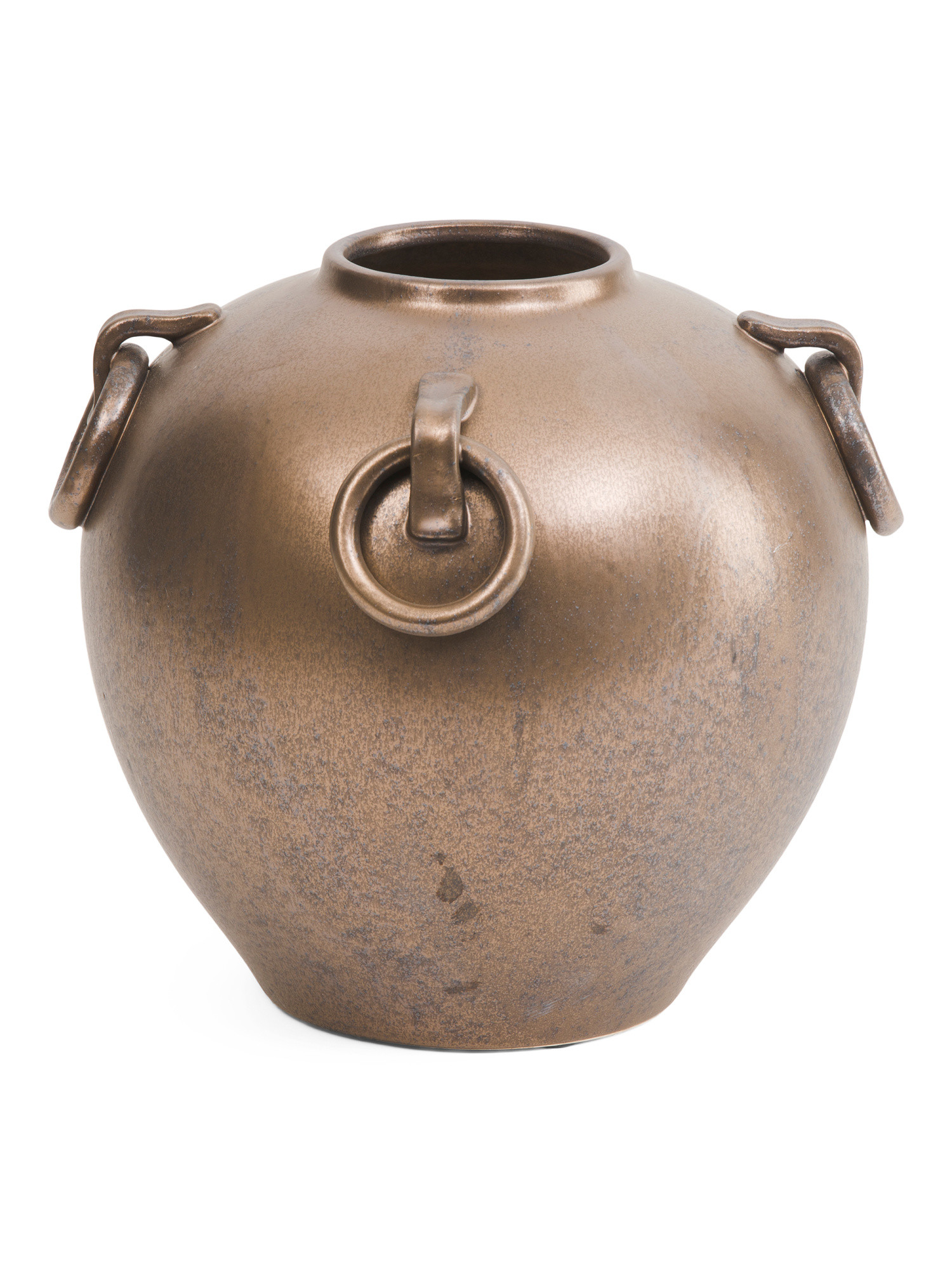 11.5x12 Ceramic Vase With Sculptural Ring Handles | TJ Maxx