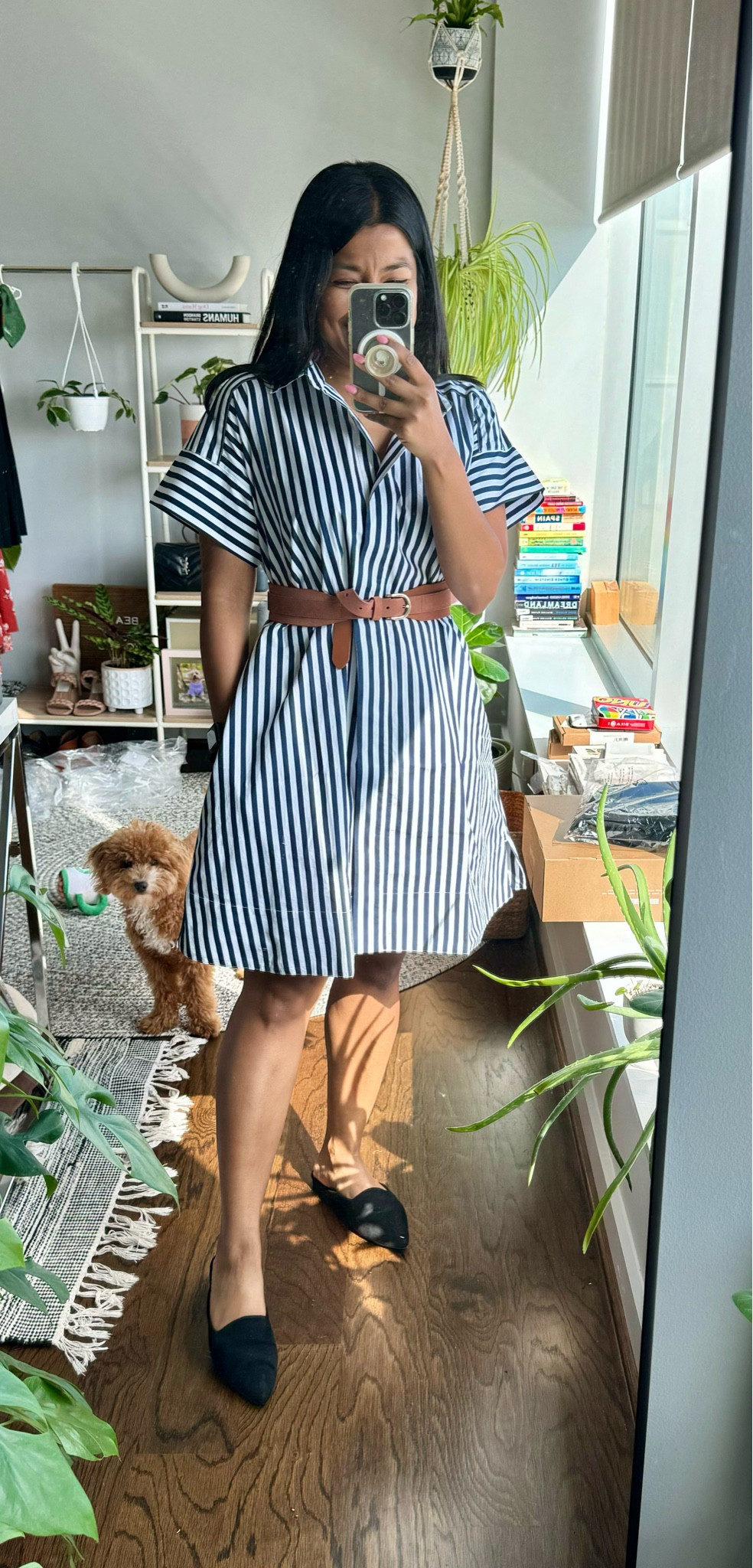Work outfit idea: Loft stripped dress. Belt is from Loft a few years ago. 

#LTKworkwear