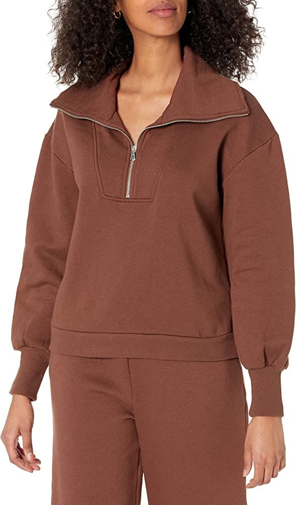 Amazon.com: The Drop Women's Hayley Half Zip Fleece Sweatshirt, Chocolate, S : Clothing, Shoes & ... | Amazon (US)