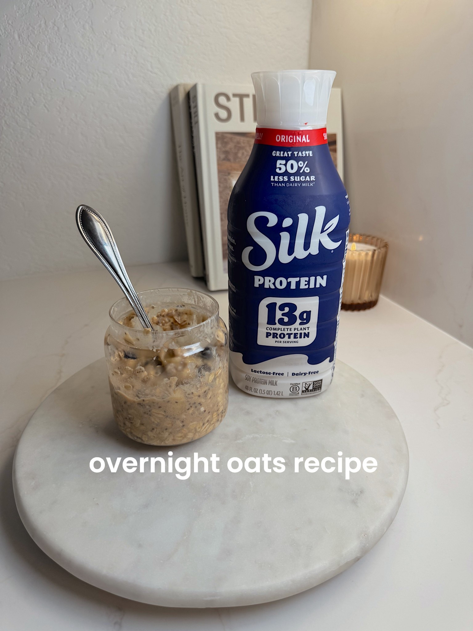 #ad This has been my easy, go-to breakfast lately- filling, creamy, and perfect for busy mornings.

Here’s the simple recipe:
• 1/3 cup oats
• 1 scoop vanilla protein
• 1 tbsp chia seeds
• Cinnamon + small dash of brown sugar
• Top with @Silk Protein (I use Original)

Stir, refrigerate overnight, and enjoy in the morning ✨

I picked up Silk Protein — NEW at @Target. It has 13g complete plant protein per serving, it’s lactose free, a good source of fiber, and has 50% less sugar† and 50% more protein‡ than dairy milk.

Available in Original and Chocolate at Target! BONUS: Get 20% off Silk Protein with Target Circle from 2/22-2/28

† Silk Protein Original: 4g sugar/cup; reduced fat milk: 11g sugar/cup
‡ Silk Protein Original: 13g protein/cup; reduced fat milk: 8g protein/cup

I’ve linked Silk Protein in my LTK Shop so you can shop directly from here! @shop.ltk

#TargetPartner #TargetFinds #silktarget #ad #feelplantygood #liketkit