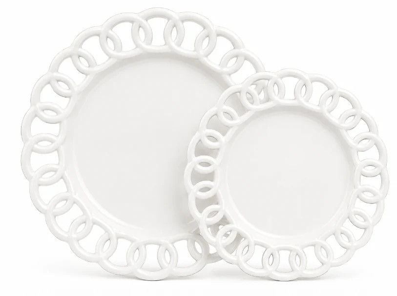 White Lattice border Dinnerware Collection | The Enchanted Home