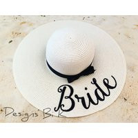 Bride Straw Hat, Beach Embroidered Bride Floppy Personalized Sun Bachelorette Gift For Bride, Bridal | Etsy (US)