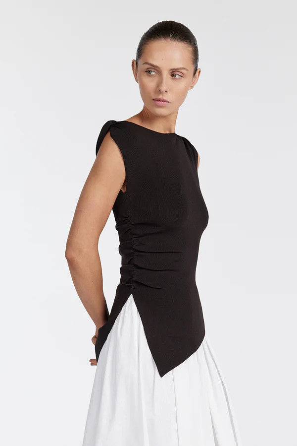 SOFIA BLACK KNIT TUNIC TOP | DISSH