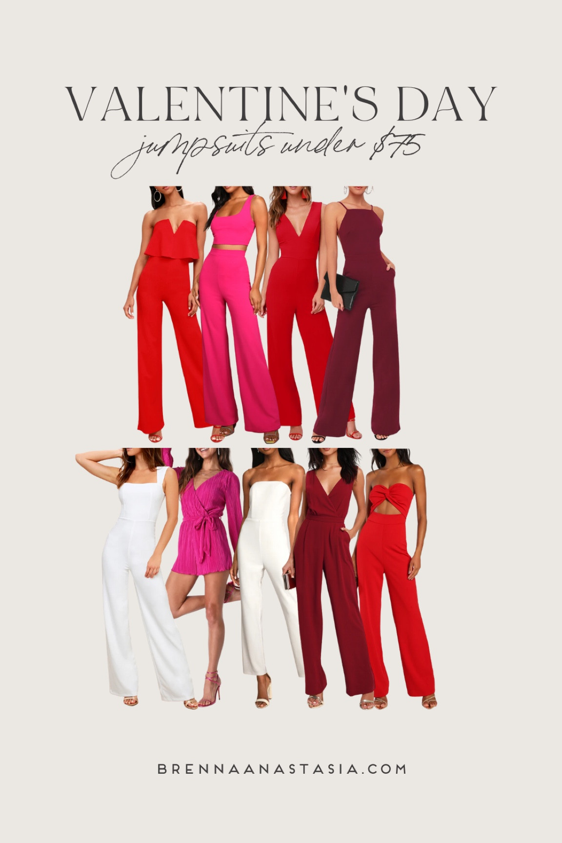Valentine’s Day jumpsuits under $75 ❤️ white jumpsuit, red jumpsuit, pink jumpsuit 

#LTKunder100 #LTKSeasonal #LTKwedding