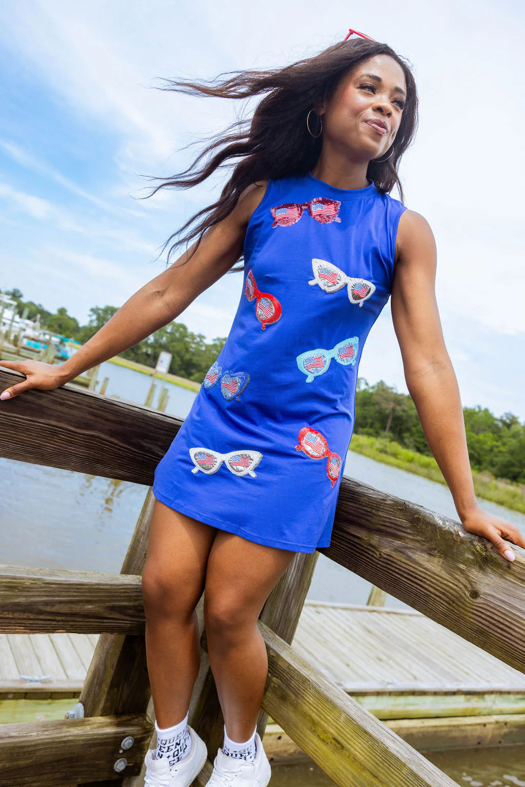 Royal Blue Sunglass Tank Dress | Queen of Sparkles