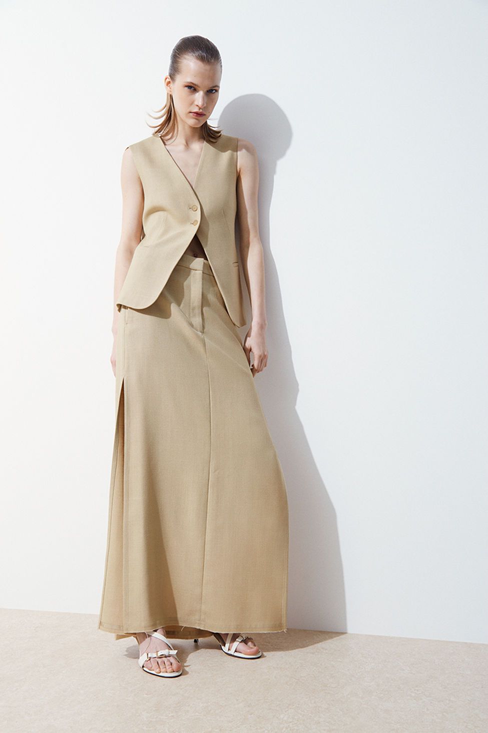 THE HIGH-SLIT MAXI PENCIL SKIRT - BEIGE - COS | COS UK
