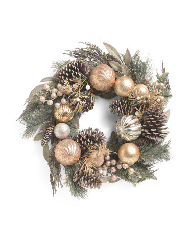 26in Pine Wreath With Ornaments | TJ Maxx