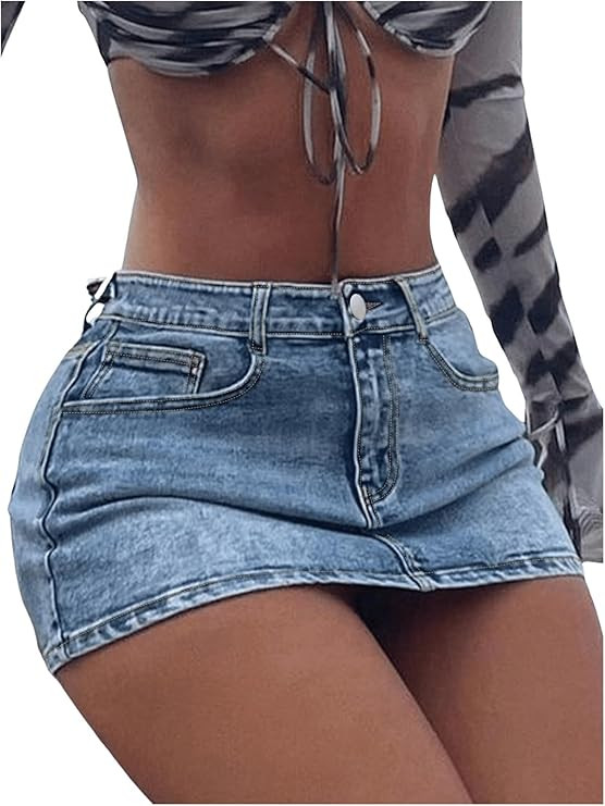 Women's High Waist A Line Denim Skirt Bodycon Mini Jean Skirt | Amazon (US)