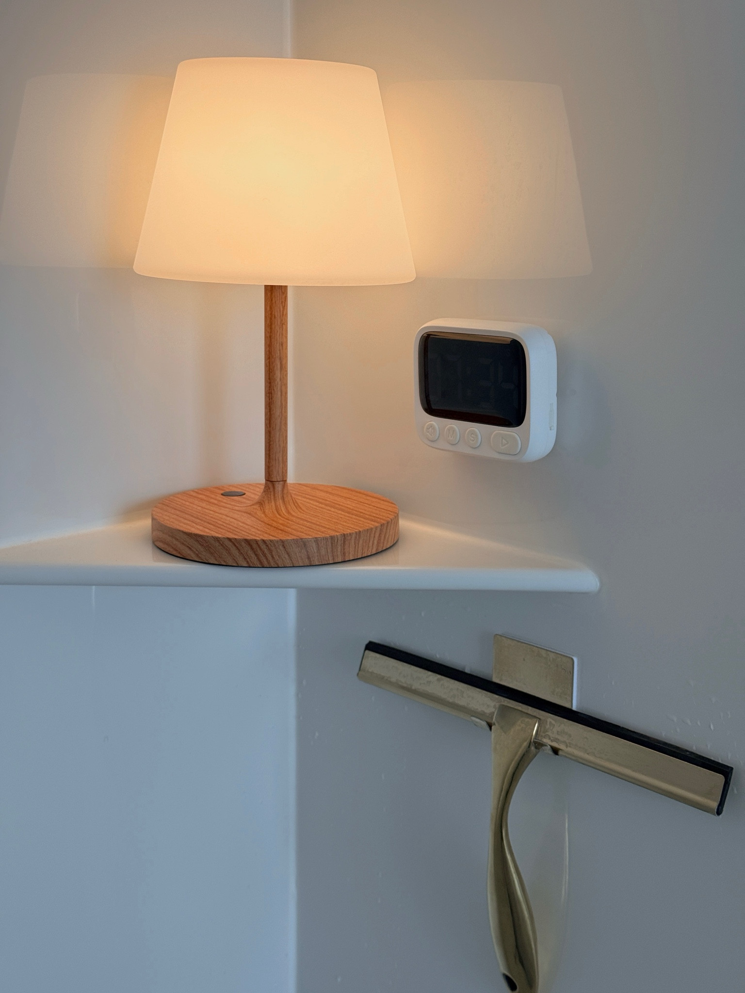 One of those little home upgrades that makes everyday routines feel a little more polished. This rechargeable lamp adds the prettiest glow, and the shower squeegee helps keep glass looking spotless with almost no effort. Linked both in LTK!

#LTKSeasonal #LTKHome