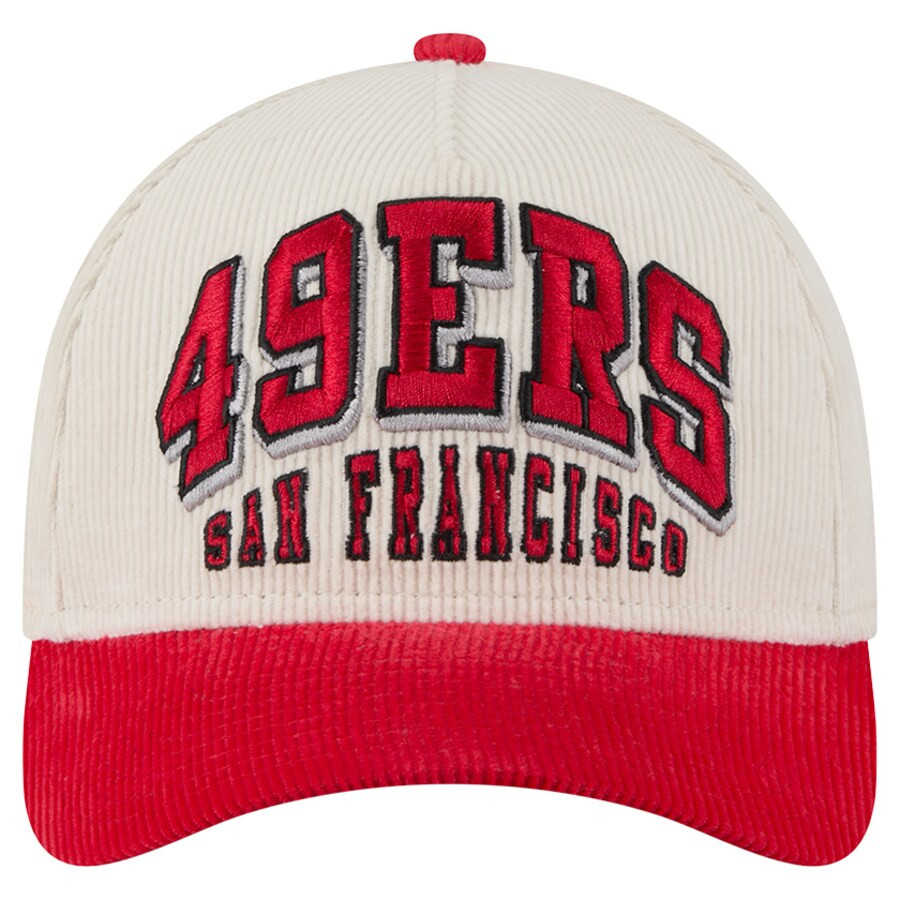 San Francisco 49ers New Era  Two-Tone Sided Corduroy 9FORTY A-Frame Adjustable Hat - Cream/Scarle... | Fanatics