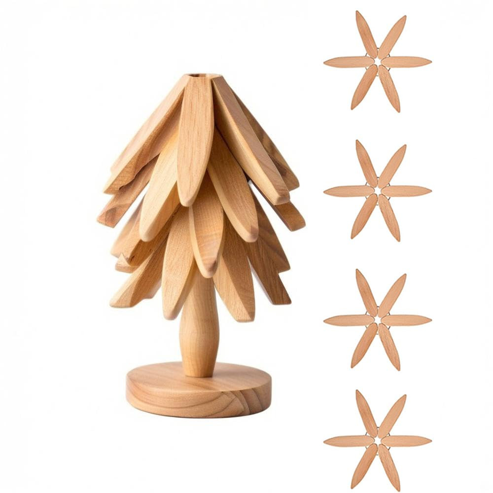 Tree Shape Trivet Set,Wooden Trivets for Hot Dishes Insulation Mat,Collapsible Coasters Trivets, ... | Amazon (US)