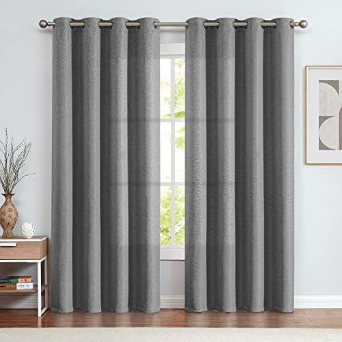 jinchan Linen Texture Curtains Light Reducing Grommet Top Drapes for Bedroom Living Room Window 2... | Amazon (US)