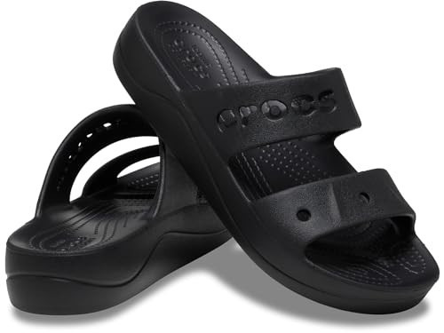 Crocs Women's Via Platform Sandals Black 10 Medium | Amazon (US)