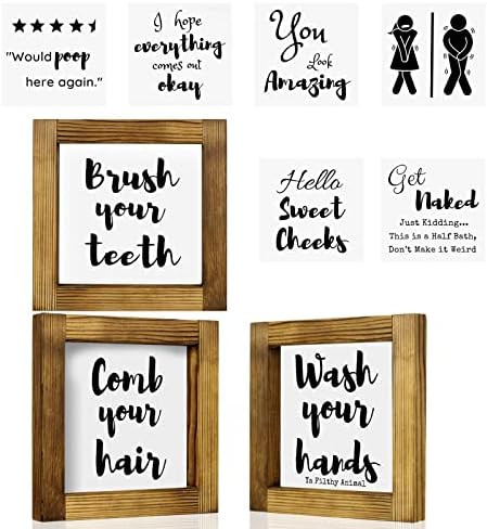 GiftsFU Bathroom Wall Decor Set Of 3-Funny Bathroom Signs With 9 Interchangeable Waterproof Sayi... | Amazon (US)