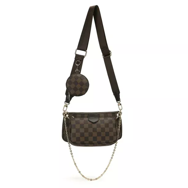 Colisha Women Handbags Checkered Crossbody Bag with Inner Pouch - PVC Vegan Leather Shoulder Fashion Purses Satchel Messenger Bags, Women's, Size