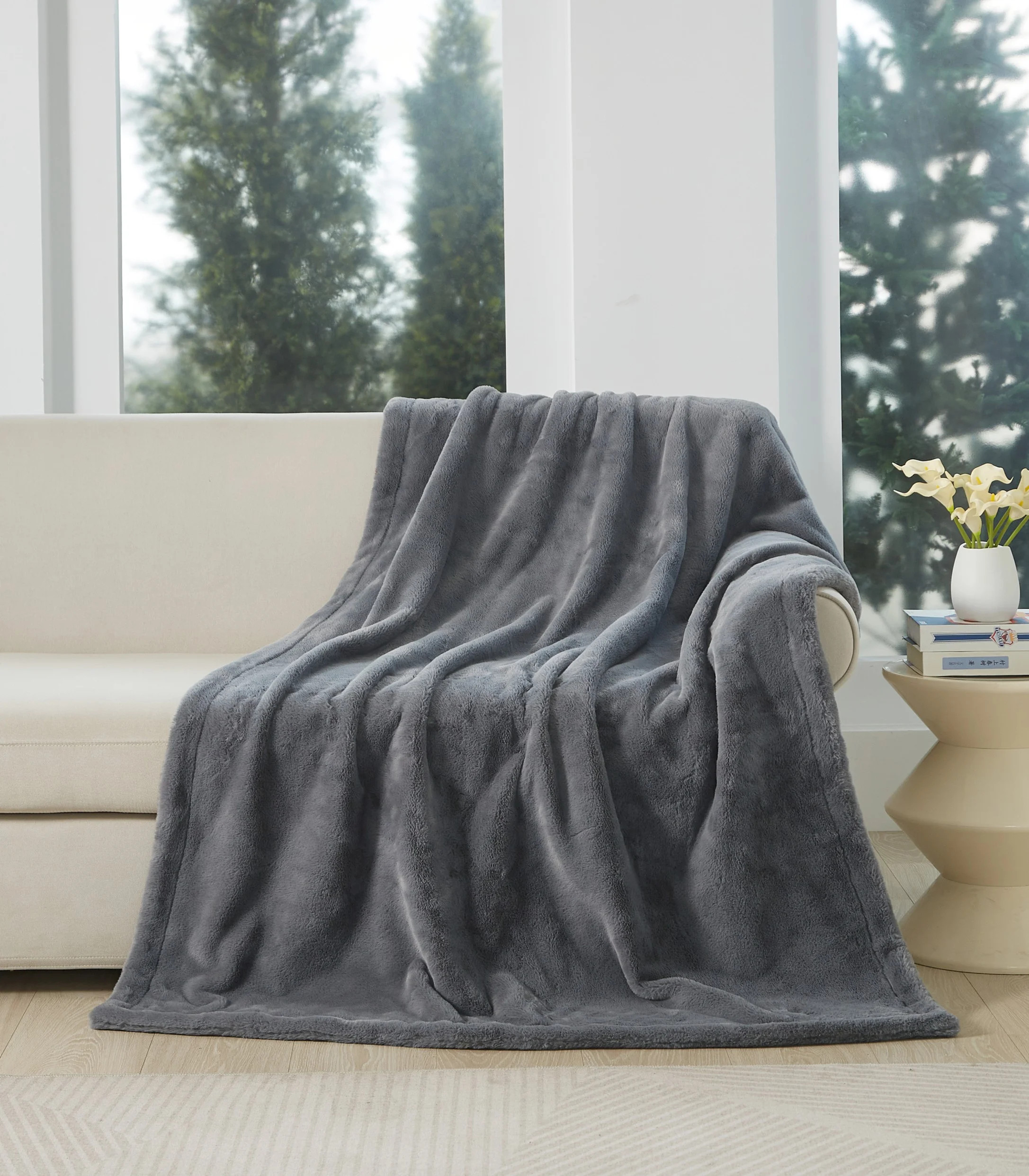 Cozy Haven Faux Fur Throw Blanket for Adults, Grey, 50" x 72" | Walmart (US)
