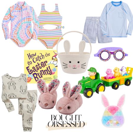 Kids Easter basket filler ideas. Swimsuits, goggles, books, pajamas, slippers, activities, and more!

#LTKFind #LTKkids #LTKSeasonal