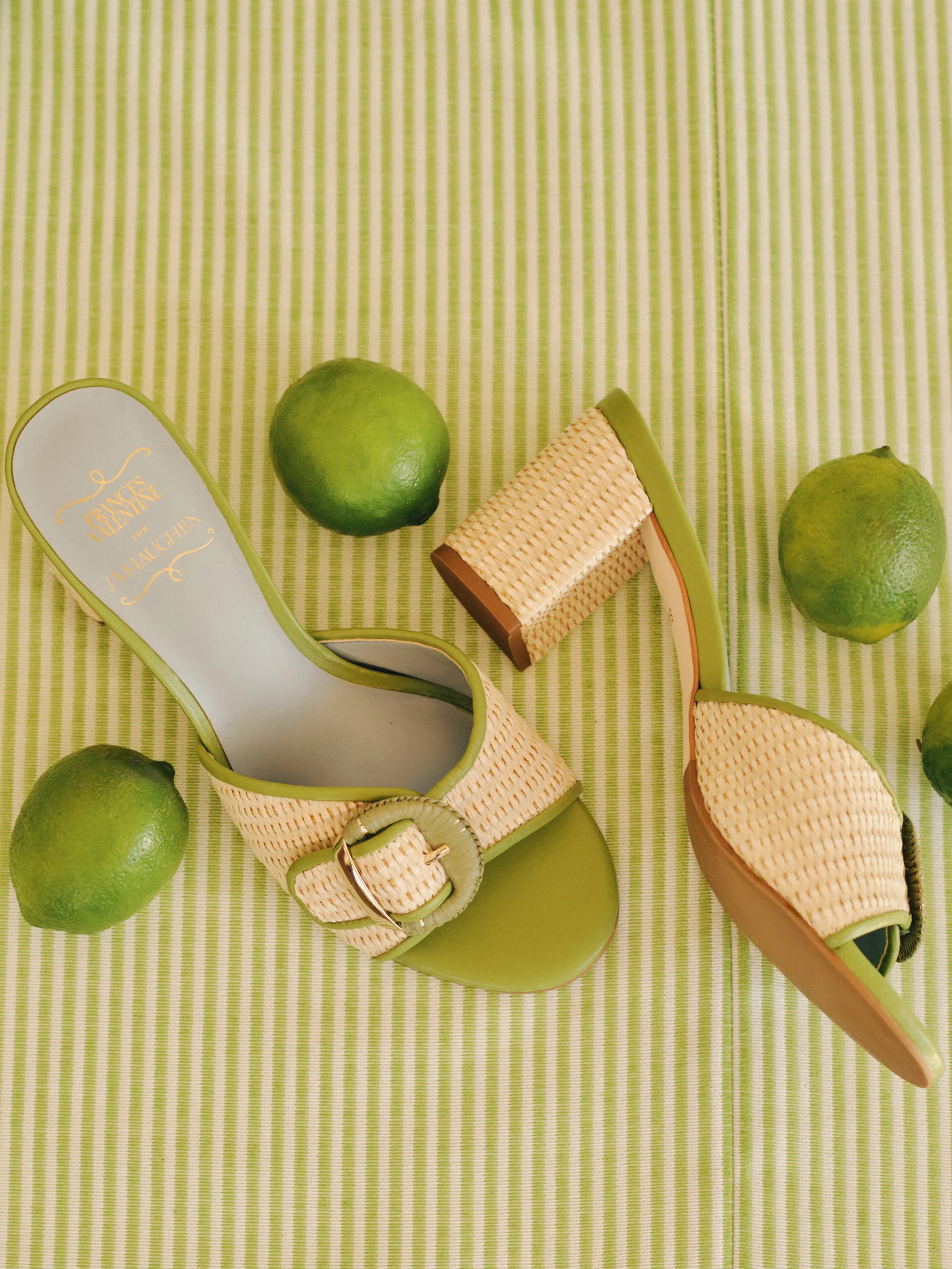 Natural/Green Solid Frances Valentine Taylor Heels | Women's Shoes | J.McLaughlin | J.McLaughlin