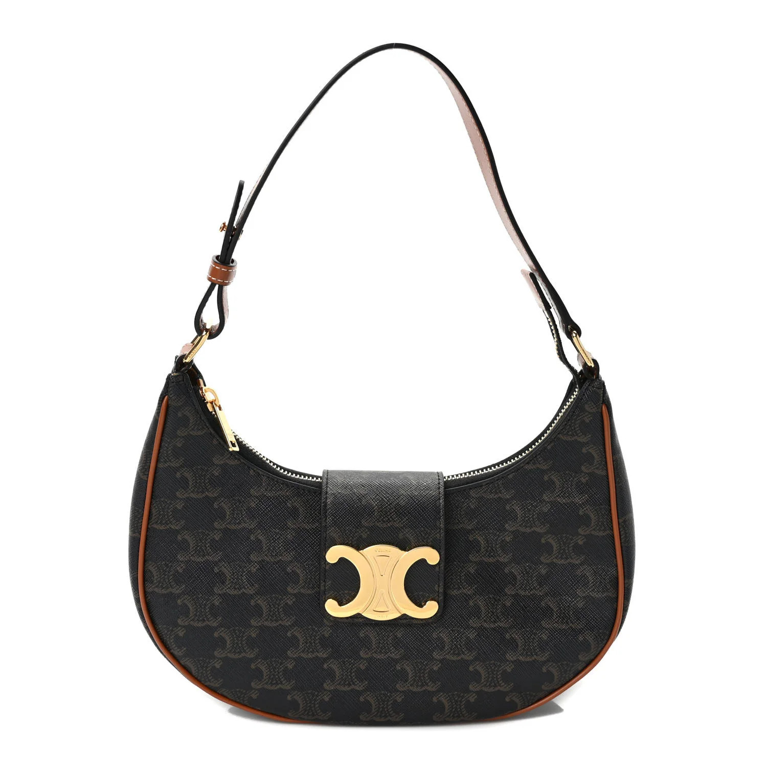 CELINE Triomphe Canvas Calfskin Medium Strap Ava Triomphe Shoulder Bag Tan | FASHIONPHILE (US)