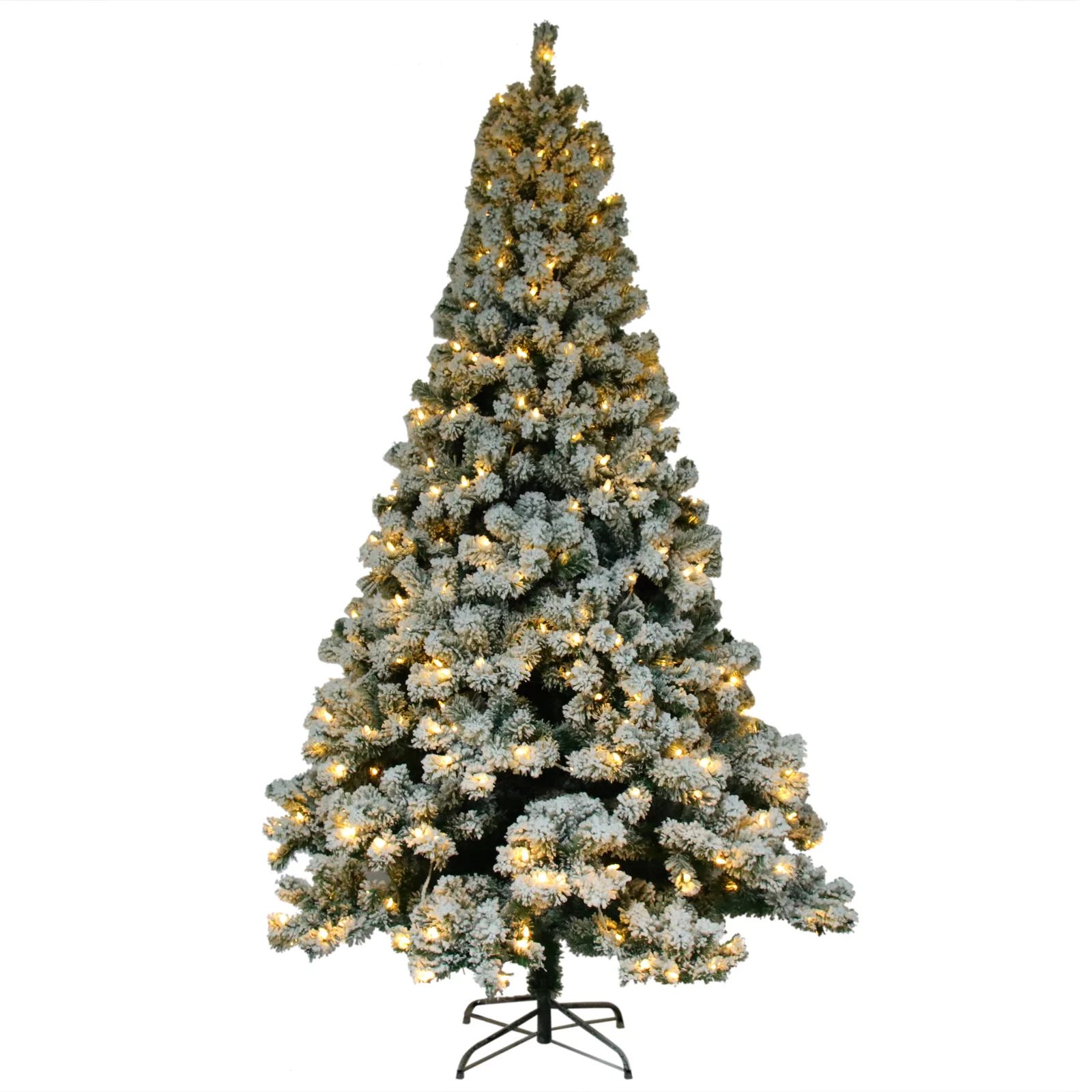 Artificial Christmas Trees with Lights, 6FT Pre-Lit Xmas Trees White Flocking with 928 Tips, Ligh... | Walmart (US)