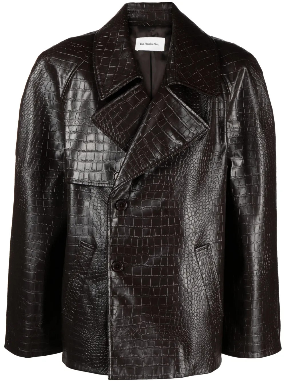 The Frankie Shop Jackie crocodile-effect Coat - Farfetch | Farfetch Global