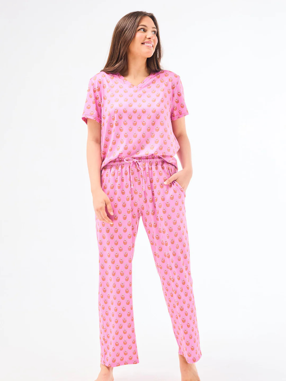 Women's Alli Pants Set | Floral Foulard Pink | Mary Square