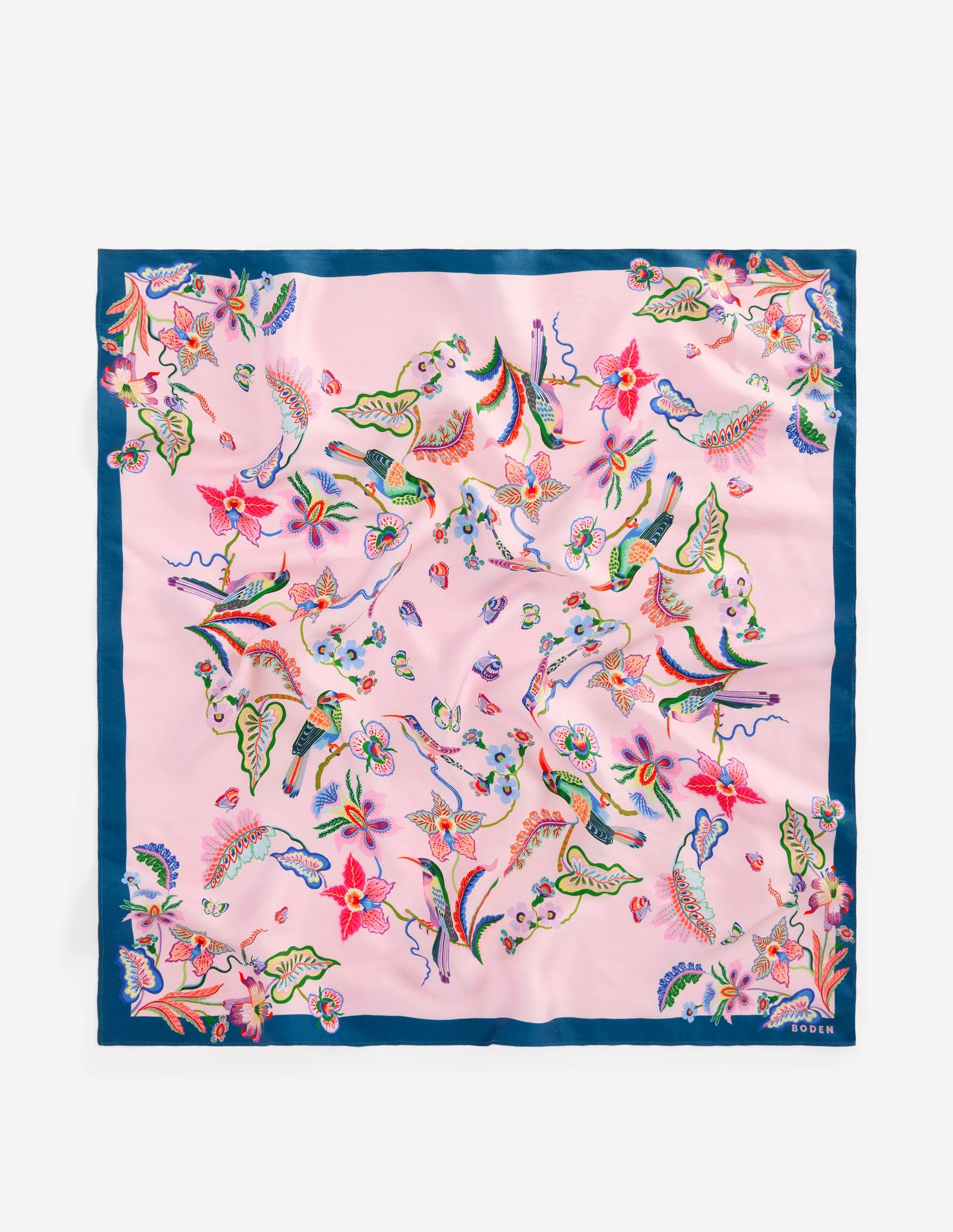 Elisabeth Silk Square Scarf-Tourmaline Blue, Orchid Canopy | Boden (US)