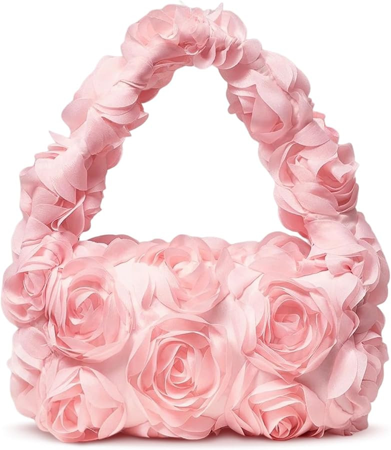 Small Floral Top-Handle Handbags for Women, Mini 3D Flower Evening Bag Elegant Wedding Clutch for... | Amazon (US)