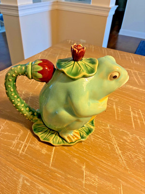 Vintage Majolica Style Frog Teapot with Lid | eBay US